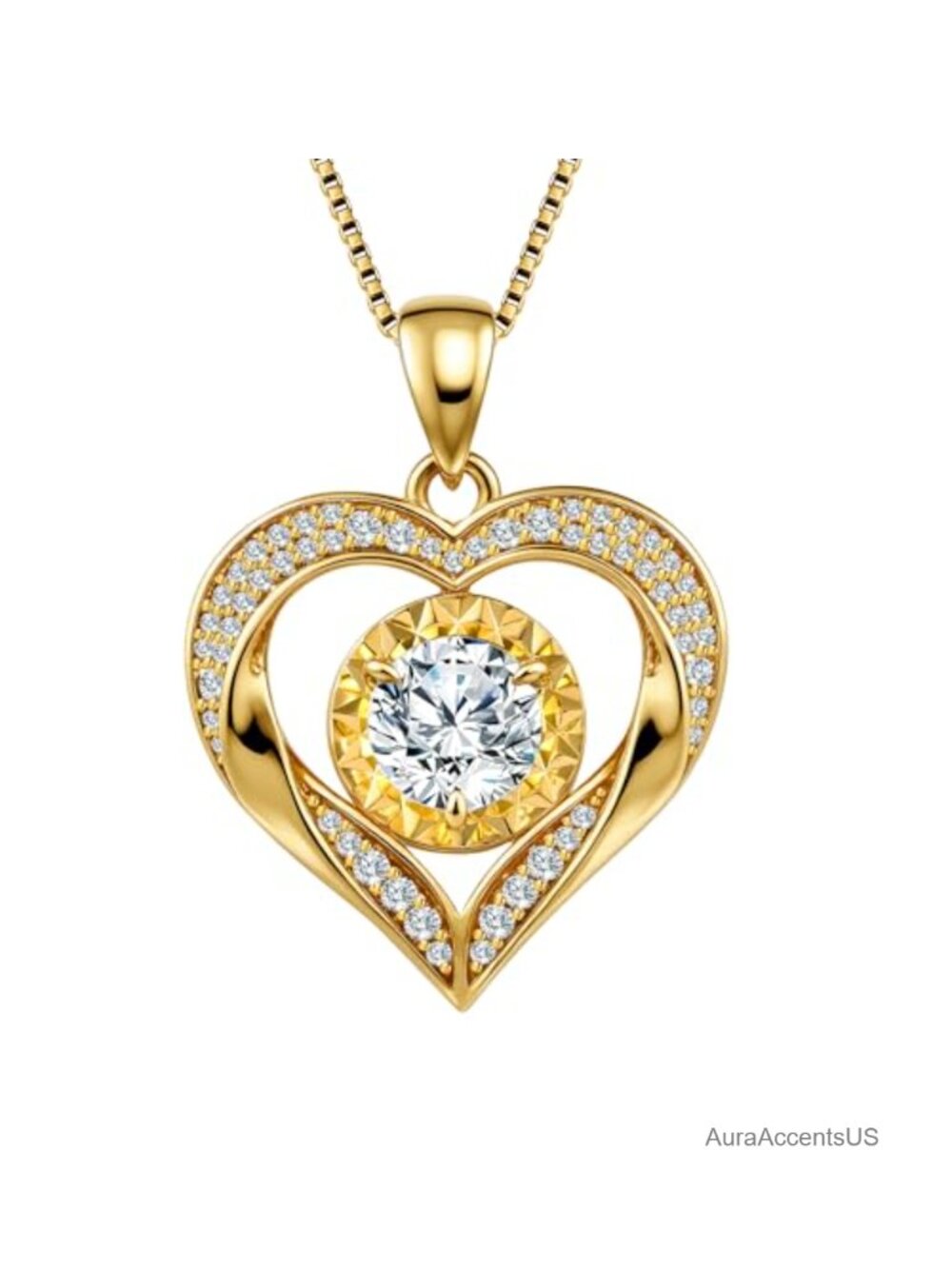 Moissanite Heart Necklace 14k Gold Plated 1 Carat Pendant Loved Gift